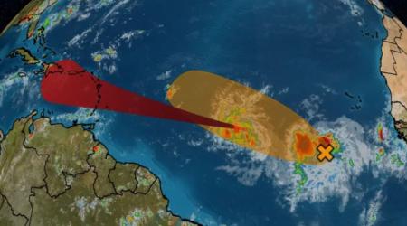 La tempête tropicale Bret, située à l’est dans l’océan Atlantique, se dirige vers les Petites Antilles