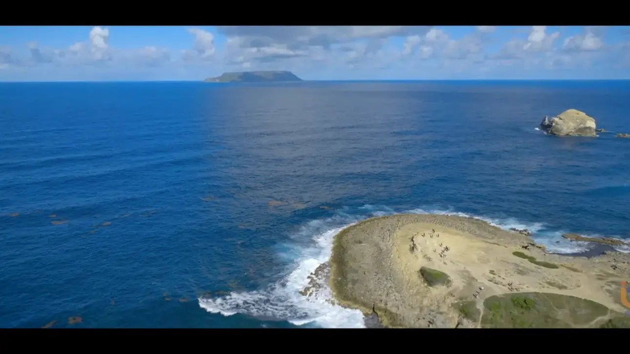 Vue aérienne de la Pointe des Châteaux sur la côte de Saint-François, en Guadeloupe