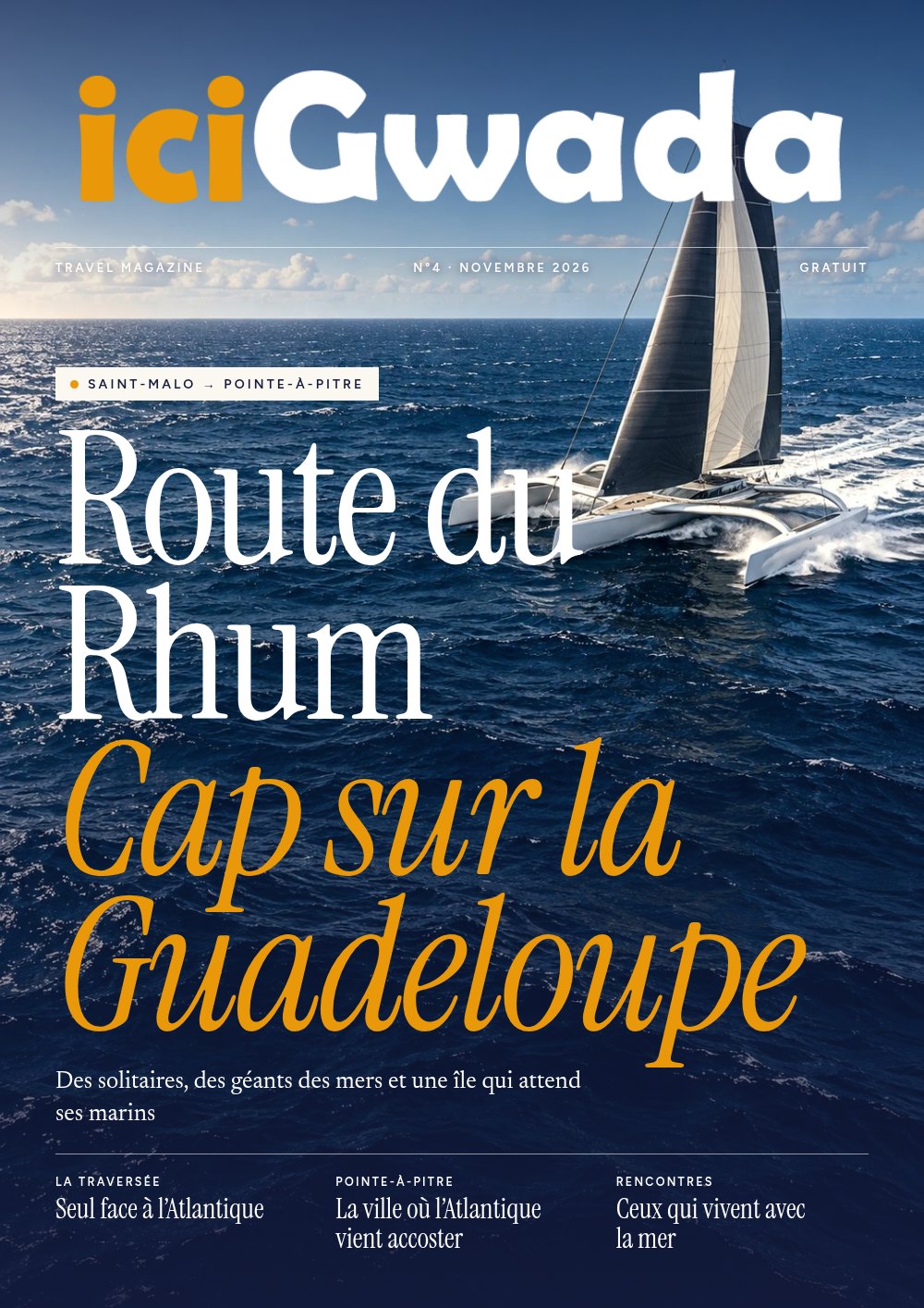 Couverture Travel Magazine iciGwada N°4 - Route du Rhum, cap sur la Guadeloupe