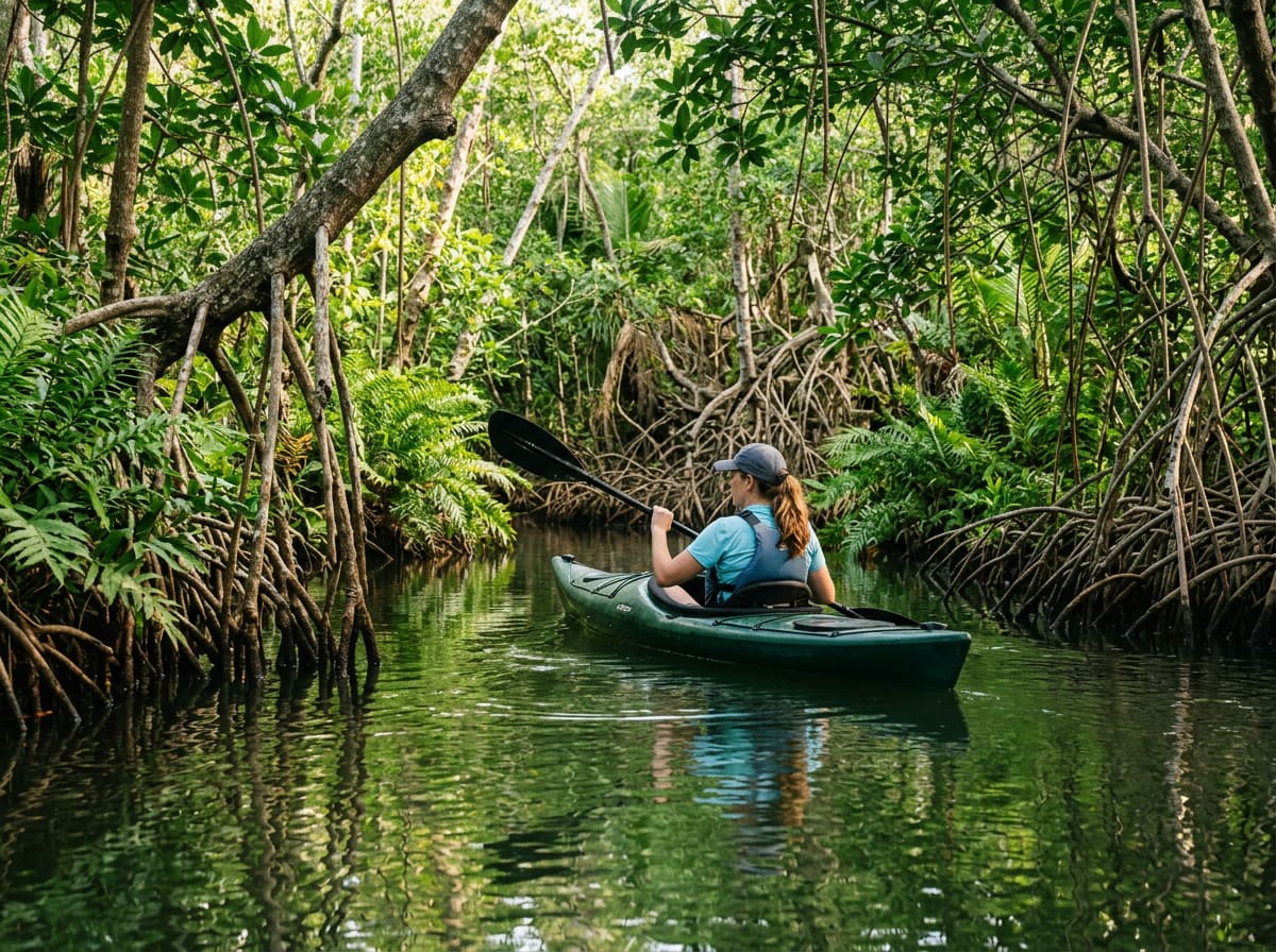 Kayak mangrove Grand Cul-de-Sac Marin Guadeloupe activité nature