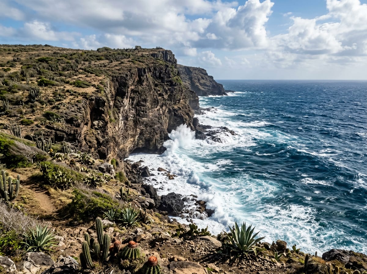 La Désirade falaises Atlantique île sauvage Guadeloupe archipel