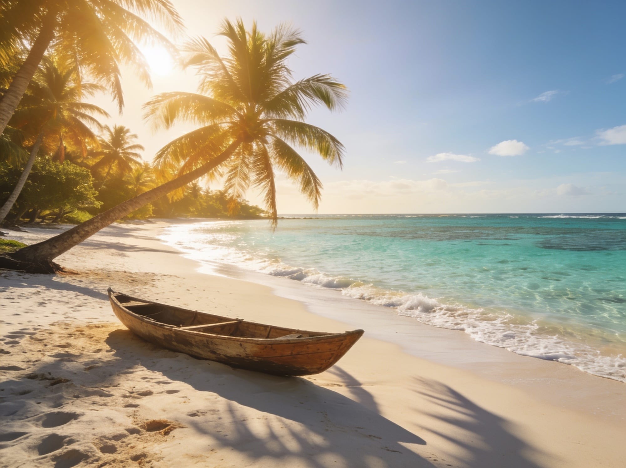 Lagon turquoise et sable blanc d'une plage de Grande-Terre